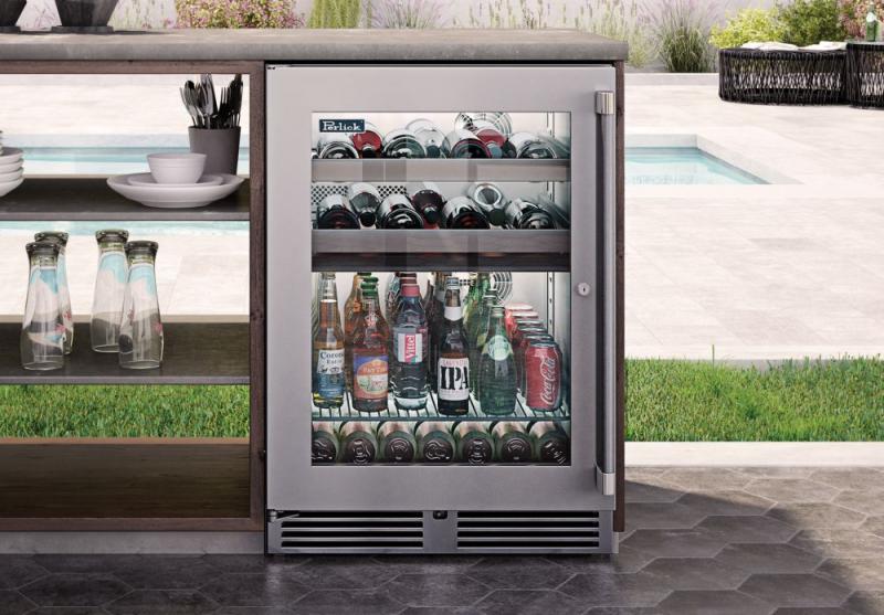 Perlick 24 Signature Series Outdoor Refrigerator - HP24RO, Right Hinge / Stainless Steel Solid Door