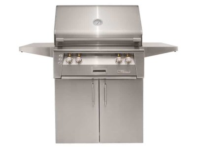 30" Alfresco Luxury Liquid Propane Cart Grill with 2 Burner Rotis Smoker and Double Door Cart - ALXE-30C-LP